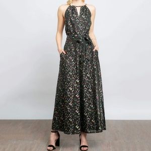 NWOT Anthropologie Halter Metallic Dot Jumpsuit